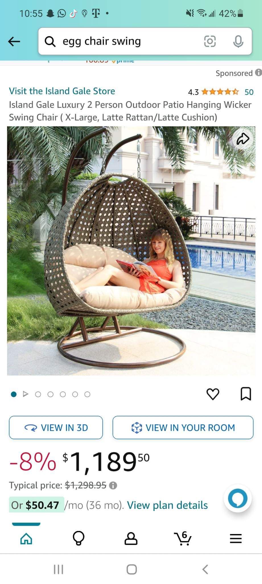 Egg chair swing wicker patio