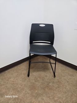 Black Plastic Stacking Chair with Metal Frame