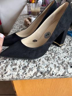 Like New Black Suede Block Heel Pumps Size 7