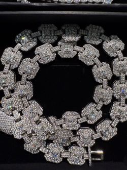 15MM Lab Diamond Moissanite Cluster Tennis Chain Custom