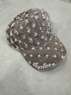 Supreme Hole Punch Rhinestone Brown denim 6-Panel hat