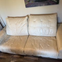 Leather Couch-Cream Colored