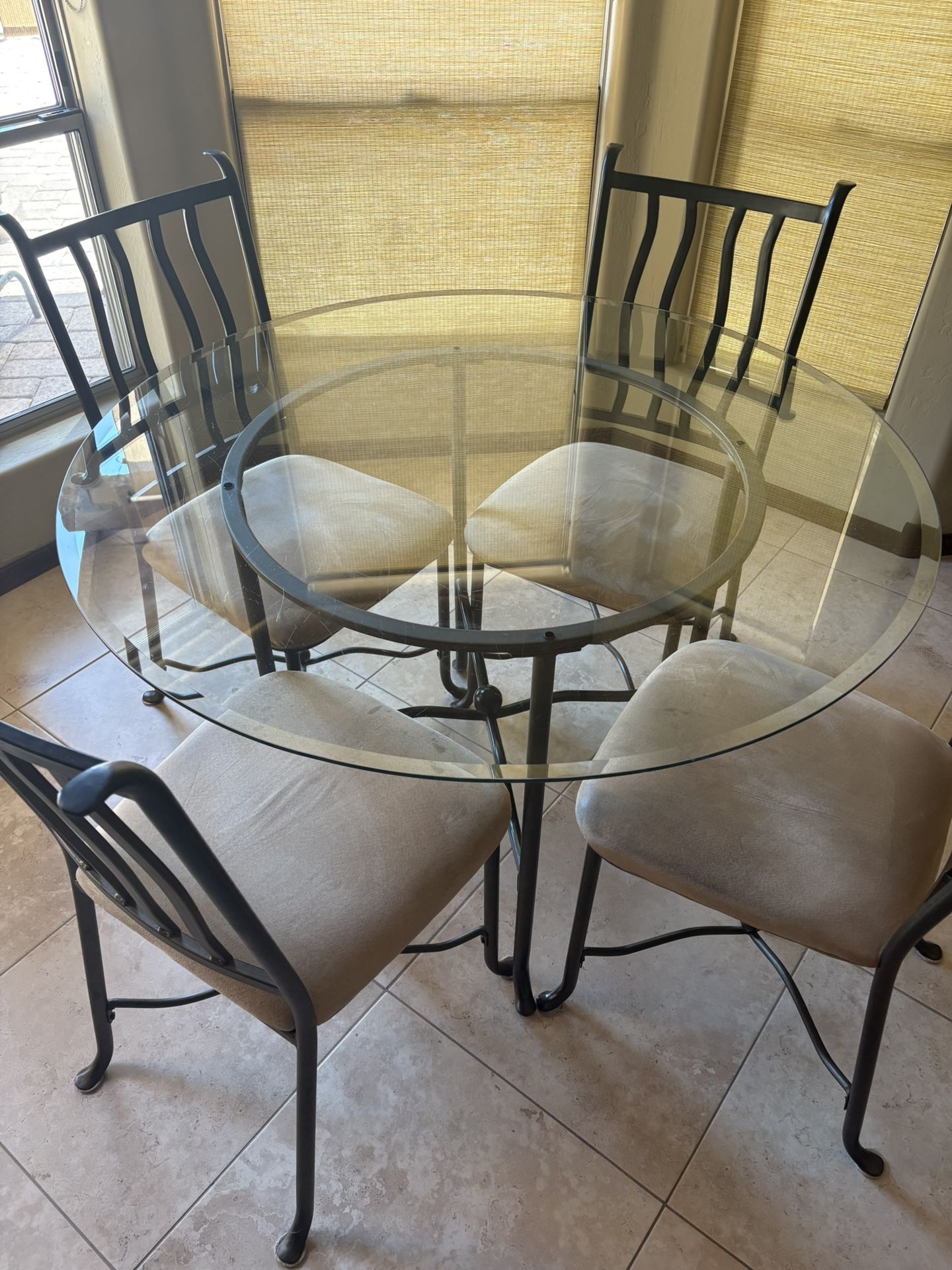 Cozy Glass, Top Kitchen Table For Metal Chairs And Matching Wine Rack Hutch $75