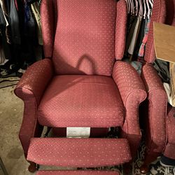 Pair Of Fabric Vintage Recliner Chairs
