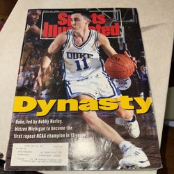 BOBBY HURLEY SIGNED SPORTS ILLUSTRATED AUTOGRAPH DUKE BASKETBALL 4/13/92