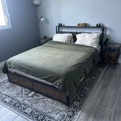 Queen Mattress And Bedroom Set With Storage and Night Stands