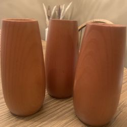 Wood Candle Holders -set Of 3