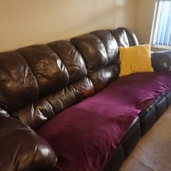Sofa Dark Brown  Color  Leather