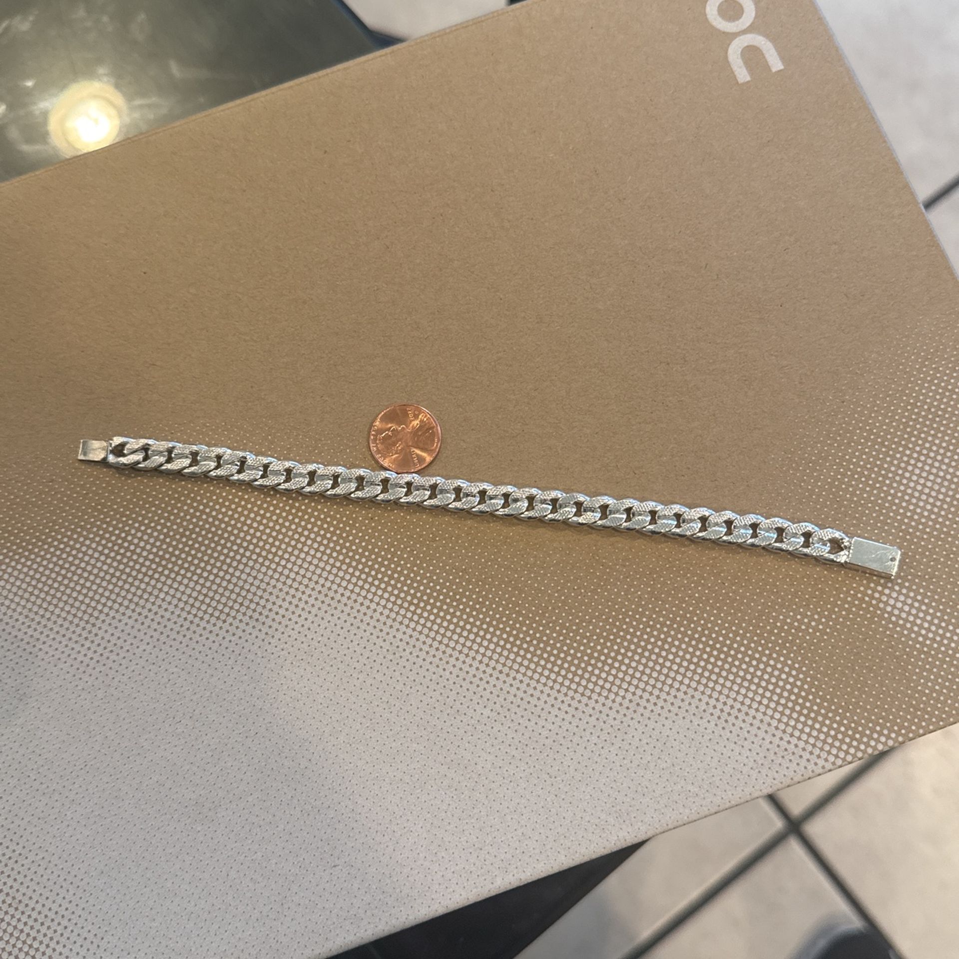 925 Silver Bracelet Cuban Diamond Cut