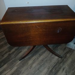 Antique Drop Leaf Mahogany False Drawer Dinning Room Table With Claw F