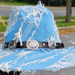 Distressed Denim Cowboy Hat