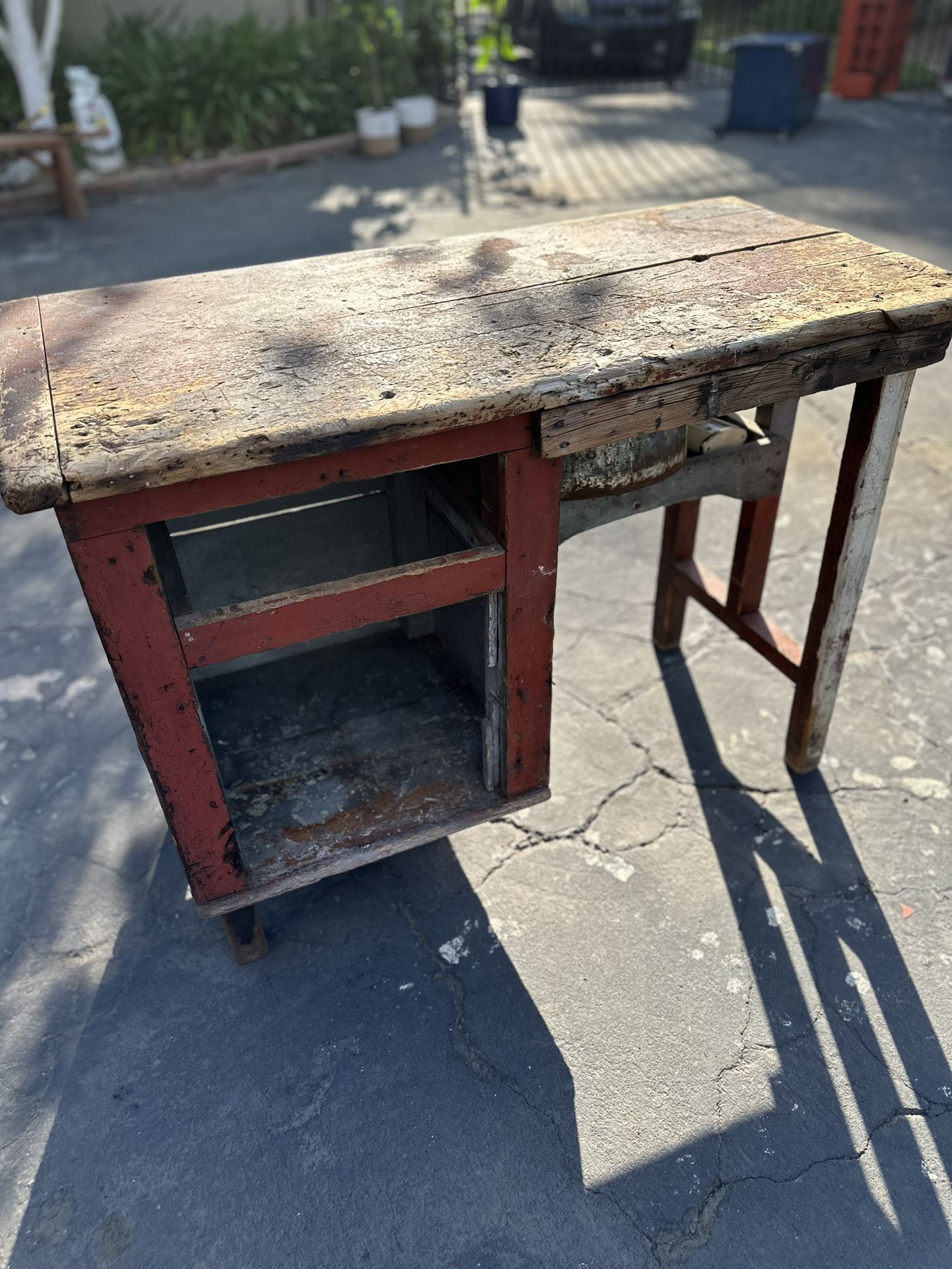 Vintage Primitive Wood Desk 