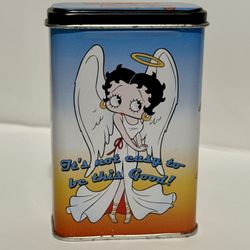 Vintage Betty Boop tin pill box jewelry Keepsake Tin box Angel and Devil 3.5”