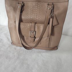 Coach "2014" Charlie Embossed Python Leather Large Tote Bag F28723 Limited Ed. in Camel