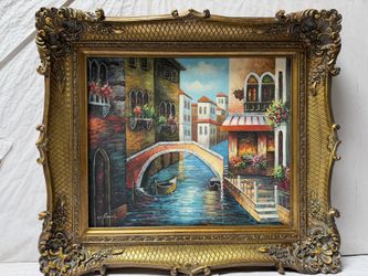 Hand-Painted Oil Painting Wooden Frame 33.5 x 30”