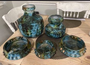 Alvino Bagni for Raymor 'Sea Garden' Italian art pottery 5-piece set.