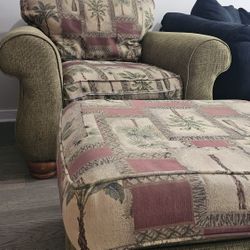 Vintage Single Chair With Ottoman