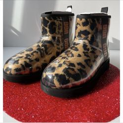 Leopard UGG Rain Booties Size 7 Or 8