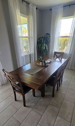 Dark Wood Dining Table with 4 Chairs