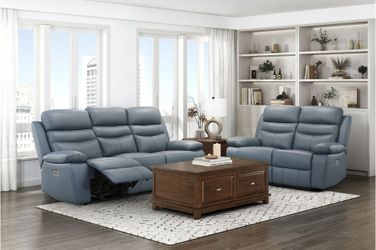 BRAND NEW POWER RECLINING SOFA AND LOVESEAT GENUINE LEATHER SET