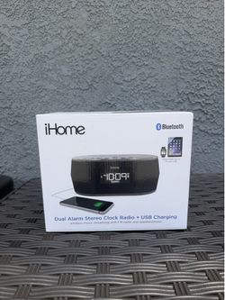 NEW iHome Dual Alarm Stereo Clock Radio + Bluetooth USB Charging (Sealed)