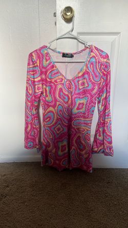 Psychedelic Print Long Sleeve Mini Dress