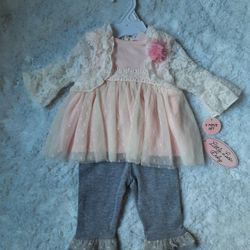 Little Lass Baby Girl Outfit Size 3-6 Months New