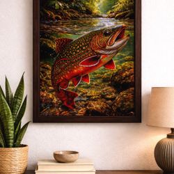 Framed Tribal Brook Trout Art Print – 8×12