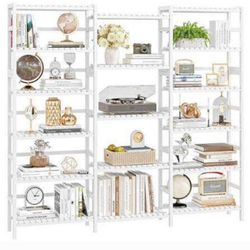 Triple Wide 6-Tier Bamboo Bookshelf