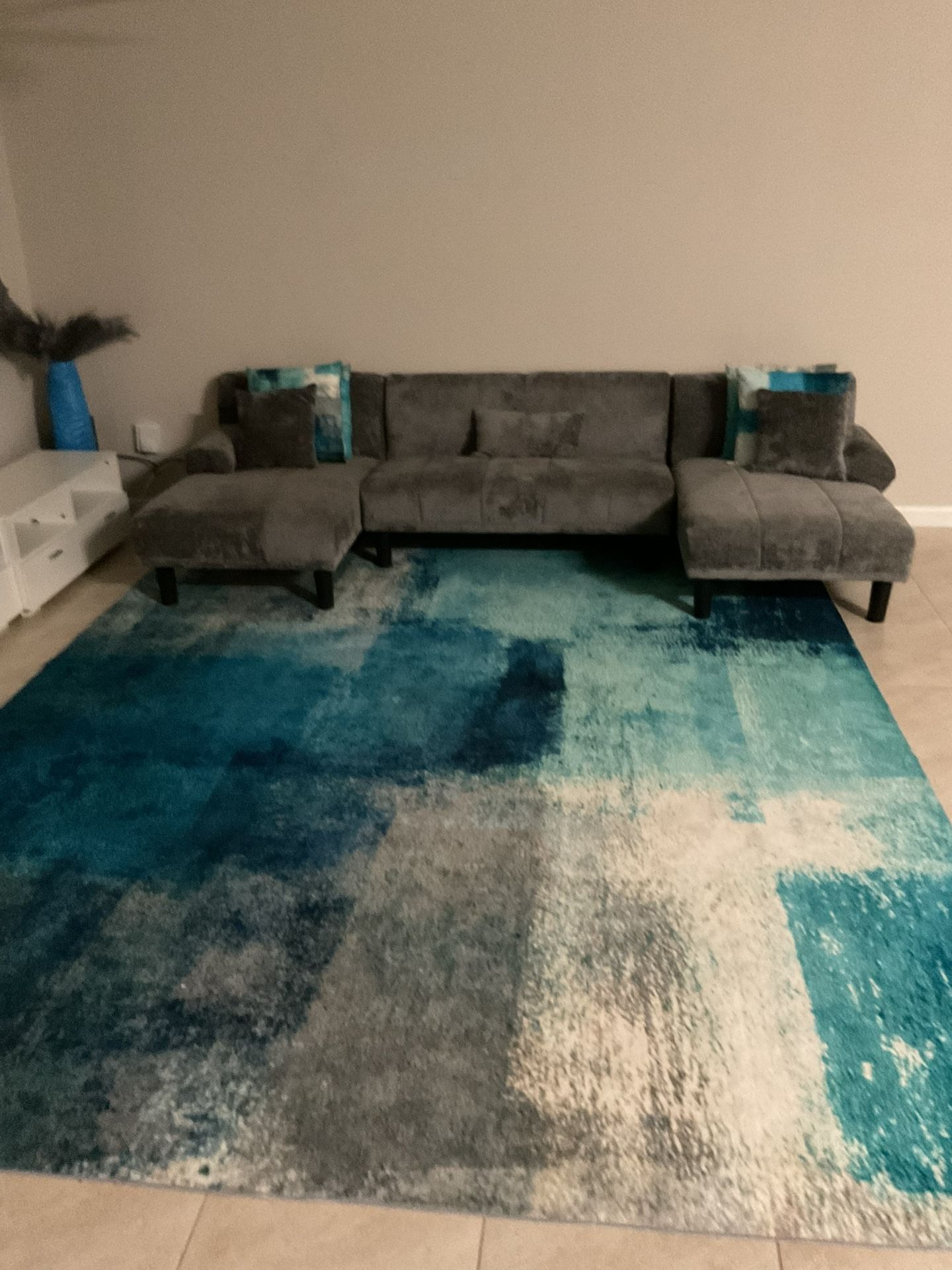 Nice Rug and Couch With Pillow Inserts