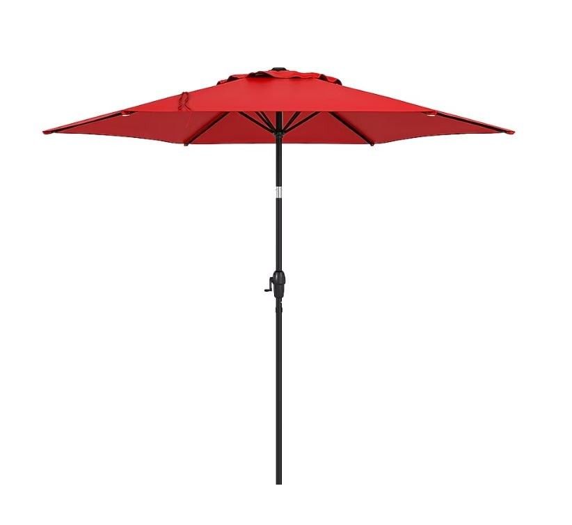 7.5 feet -Steel Red - Smooth crank/ Tilt Patio Umbrella ~ NEW!