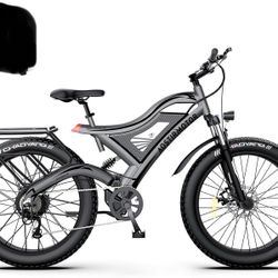 aostirmotor 28MPH Full Suspension Electric Bikes for Adults 750W E-Bike 48V 15AH Removable Battery Electric Mountain Bike 26x4 Inch Fat Tire Electric 