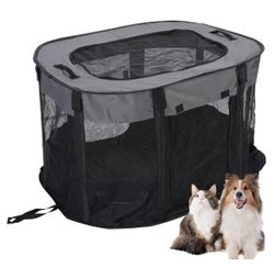 Dog Playpen, Portable Foldable Pet Playpen, size L 34x22x22 Fabric Scratch Proof Dog Kennel Tent Crate for Indoor Outdoor Travel Camping Use