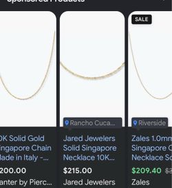 10K Solid Gold Singapore Chain Necklace