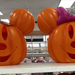 Disney Halloween Jack-o’-lantern Mickey Minnie Plastic 