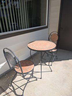3-Piece Outdoor Bistro Set – Tile Top Table + 2 Chairs (Patio/Balcony)