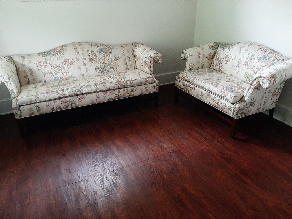 Camel Back Sofa and Loveseat 