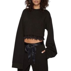 Puma By Rihanna Cropped Sweatshirt With Lace Detail Size Large