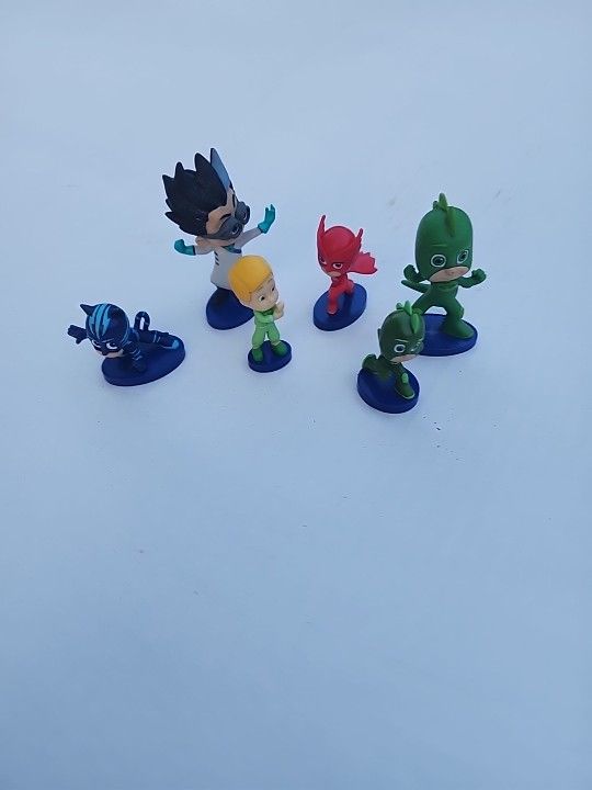 PJ Masks Mini Figures Cake Toppers Lot of 6 Gekko Owlette Catboy Toys