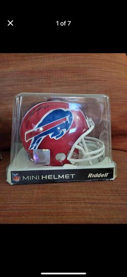 Buffalo Bills Throwback NFL Riddell Red Replica Mini Helmet Signed 