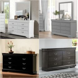DRESSERS, NIGHTSTANDS AND CHESTS! DRESSER $295  Dresser $295 Mirror $45 Nightstand $125 Chest $245  