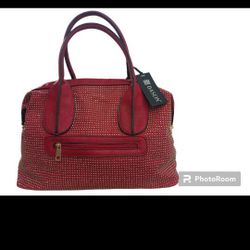 Dasein Women’s Large Satchel Handbag Purse Red/Silver