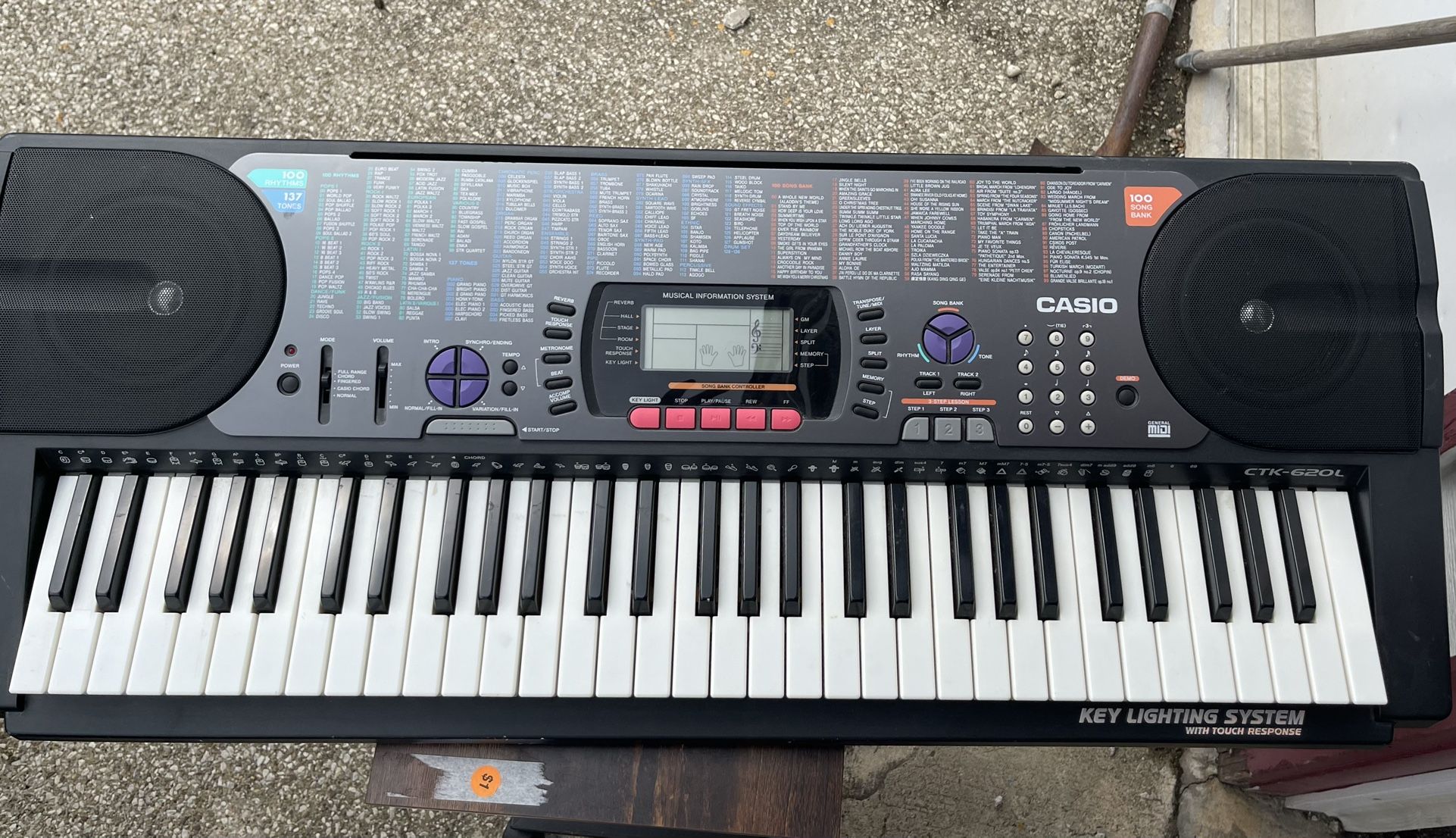 Casio CTK-620L Electric Piano Keyboard w/ 36 Key Lighting System With Touch Response, 100 Rhythms, 137 Instrument Tones, 100 Playback Songs