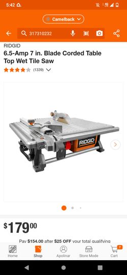 6.5-Amp 7 in. Blade Corded Table Top Wet Tile Saw
