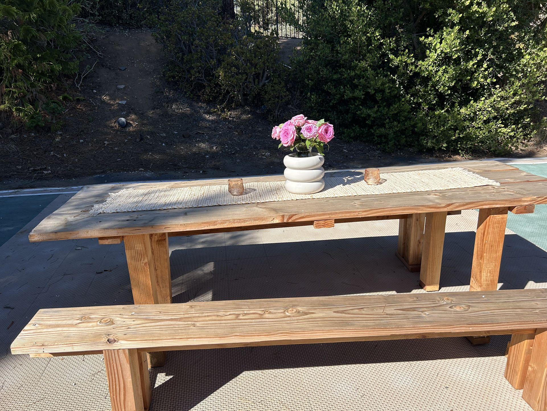 WOOD INDOOR/OUTDOOR TABLES WITH 2 Benches!!