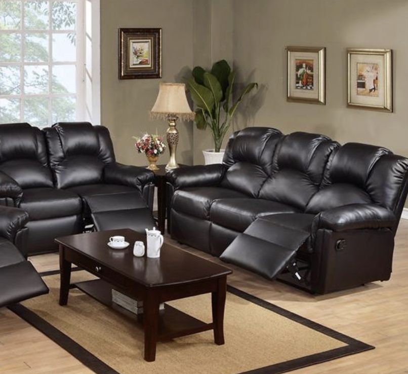 Black Recliner Sofa And Loveseat Set Brand New