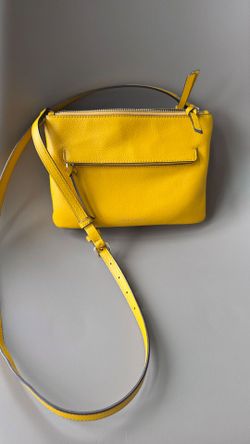 Yellow Vince Camuto pebble leather zipper crossbody purse bag