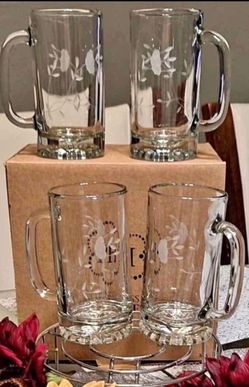 Set de 4 Vasos Cerveceros Prepara Micheladas Aguas Minerales Refrescos Jugos Cristal Heritage Grueso $60.00 Especial Princess House