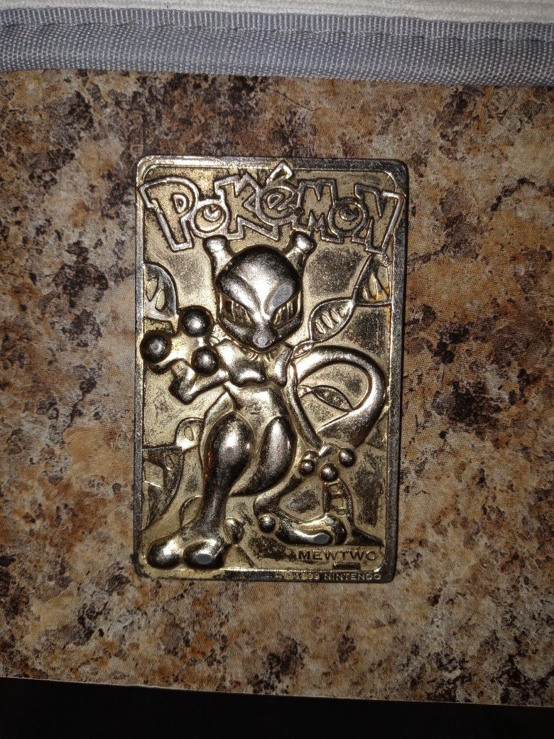 1999 Gold Plated Mewtow Card Pokemon