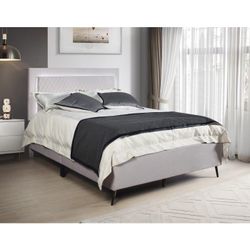 Brand new light gray led trim mid century modern platform bed in Cali king California king